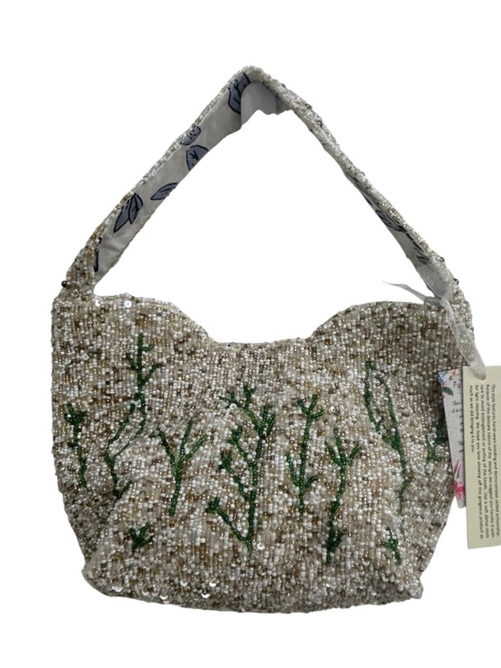 Beaded Sequin Bag Hummingbird Fringe Floral Top Handle Made in India New Release - Picture 4 of 5